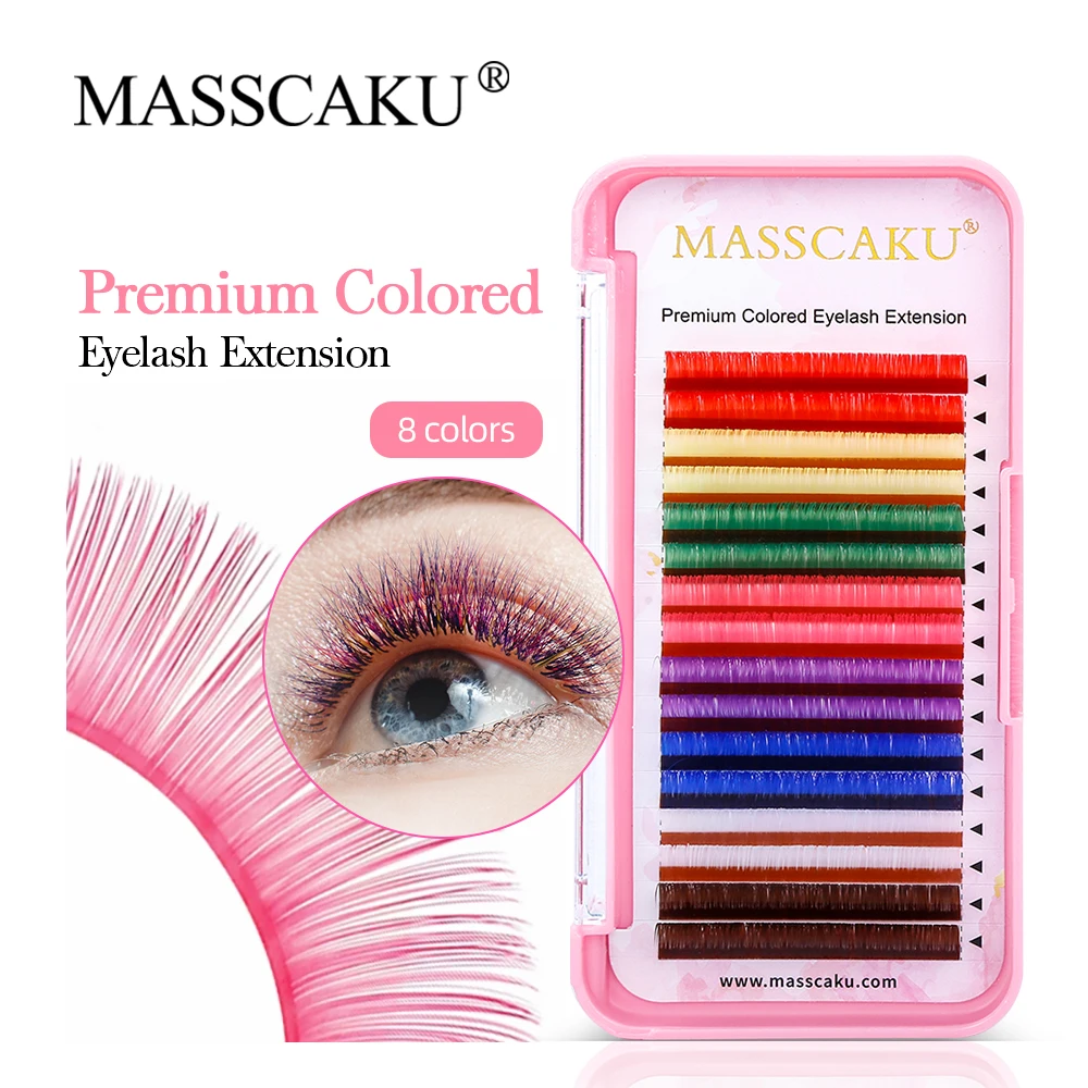 S Rainbow Classic Volume Eyelashes Extension Fluffy Russian Volume False Lashes Colored Handmade Eyelash
