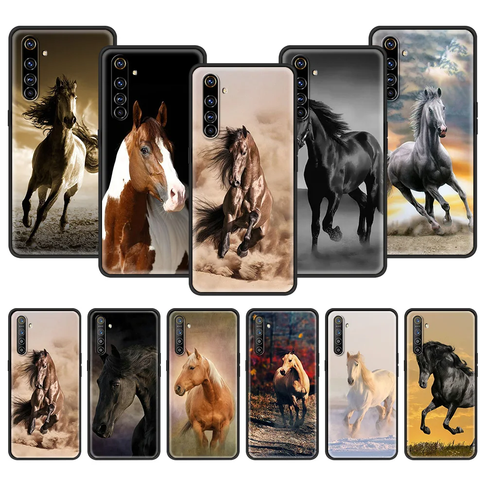 

Running Horse Case For Oppo A15 A52 A53 A54 Reno6 Z Reno7 SE Pro 5G A9 2020 Back Cover For Realme 6 7 8 C21 C11 C3 Shell TPU Bag