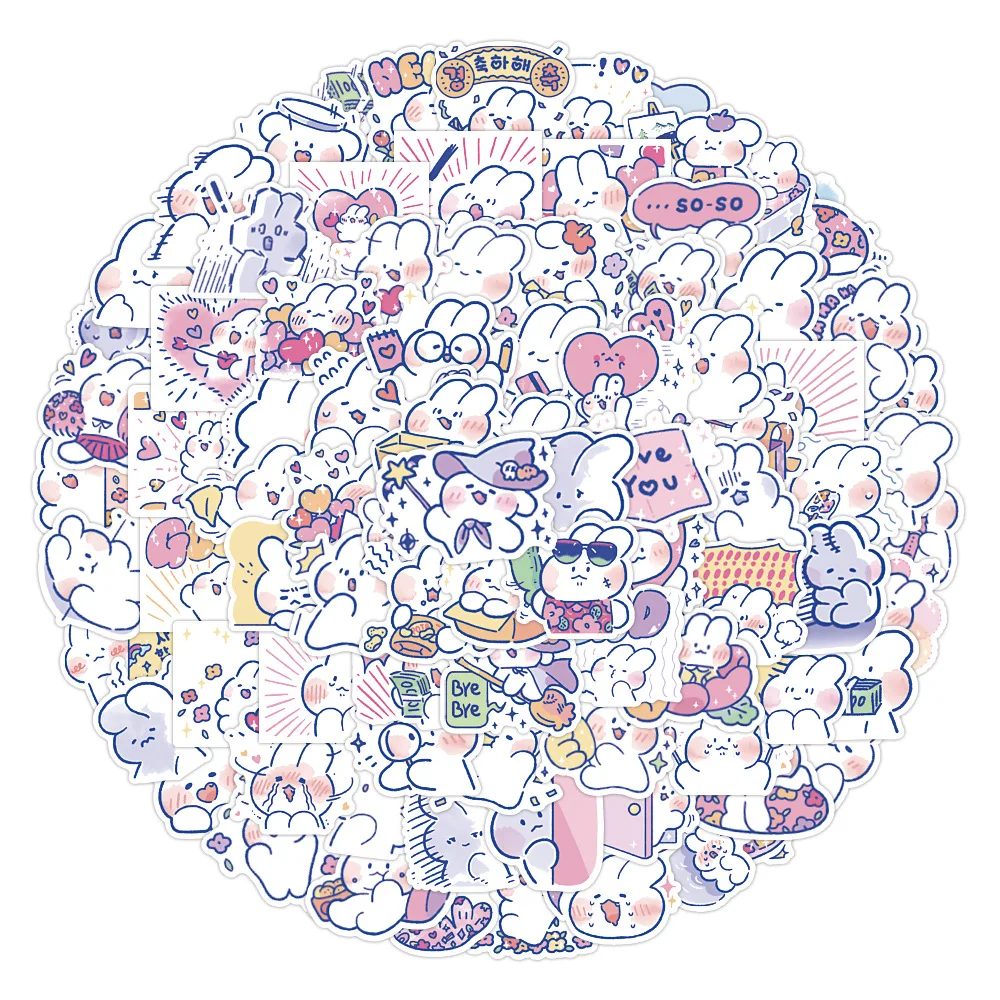 

60pcs Non-repeating Cartoon Anime Cute Rabbit Kids Stickers