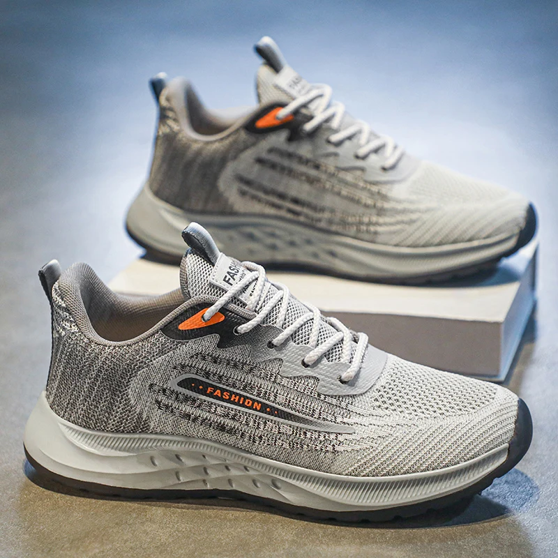 Men Shoes Lace-Up Men Sneakers Breathable Casual Sports Shoes Man Outdoor Running Shoes Fashion No Slip Mesh Sneaker Male