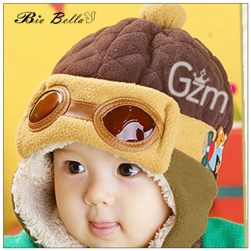 

Baby Winter Autumn Hat Aviator Glasses Cartoon Warm Kids 0-3 Years Breathable Think Fashion Christmas New Years Kids Hats Caps