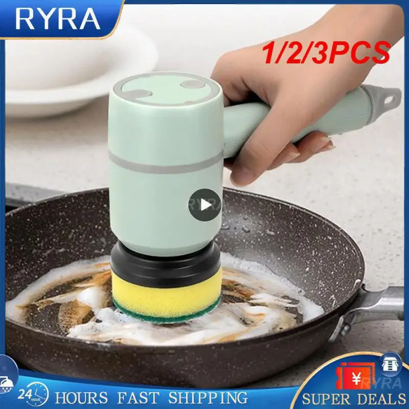 

1/2/3PCS Wireless Electric Cleaning Brush Kitchen Dishwashing Brush Sink Cleaning Tool Toilet Tub Cleaning Electric Brush