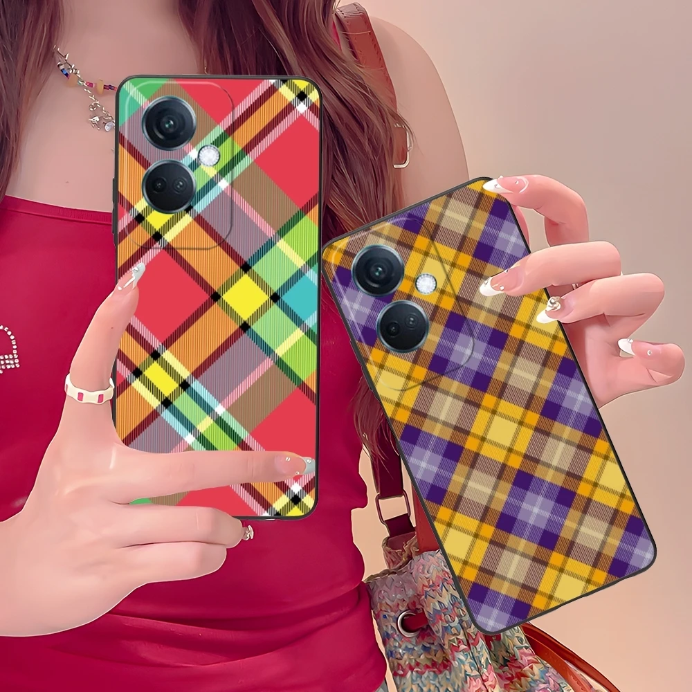 Lattice Grid Texture Mobile Cell Phone Case for OPPO Find X5 X3 X2 A93 Reno 8 7 Pro A74 A72 A53 Black Soft Cover Shell