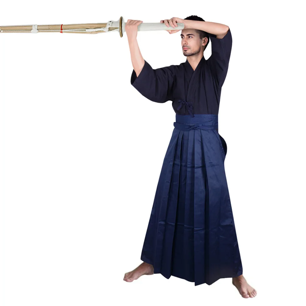 

Japanese Samurai Costume Men's Kendo Suit Kendo Hakama Aikido Judo Wushu Martial Arts Uniform Kendogi Kimono Halloween Cosplay