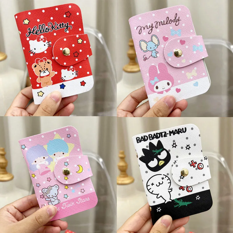 

Sanrioed Hello Kitty My Melody Littletwinstars Anime Kawaii Portable Simple Multiple Card Holder Slots Gift for Kids