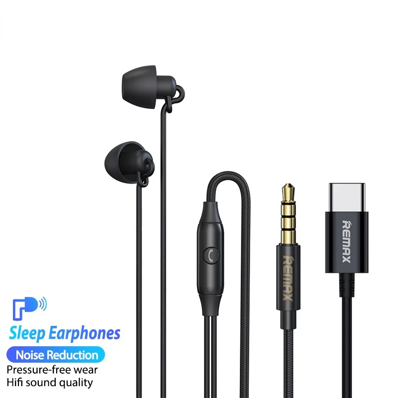 

Earbuds Headphones Dynamic 3.5mm/Type C Silicone Noise Reduction Volume Control Sleep Earphones Sports Music Control With Mic