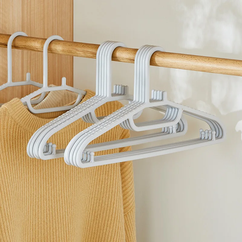 

10pcs Japanese-style Household Non-slip Hanger Plastic Clothes Hangers Dormitory Balcony Wardrobe Clothes Hanging Clothes Rack