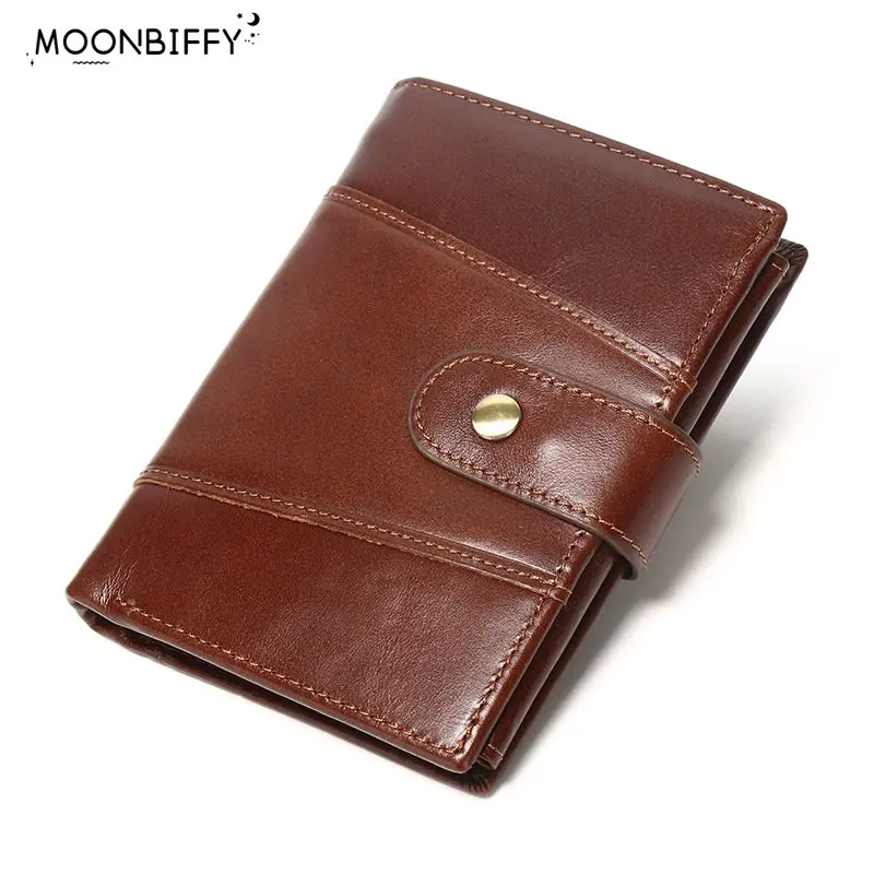 

Винтажный кошелек из натуральной кожи, мужской складной держатель для визиток с защитой от кражи, кошельки, сумка, кошелек, карманная сумка для удостоверения личности, вертикальный мужской кошелек для монет