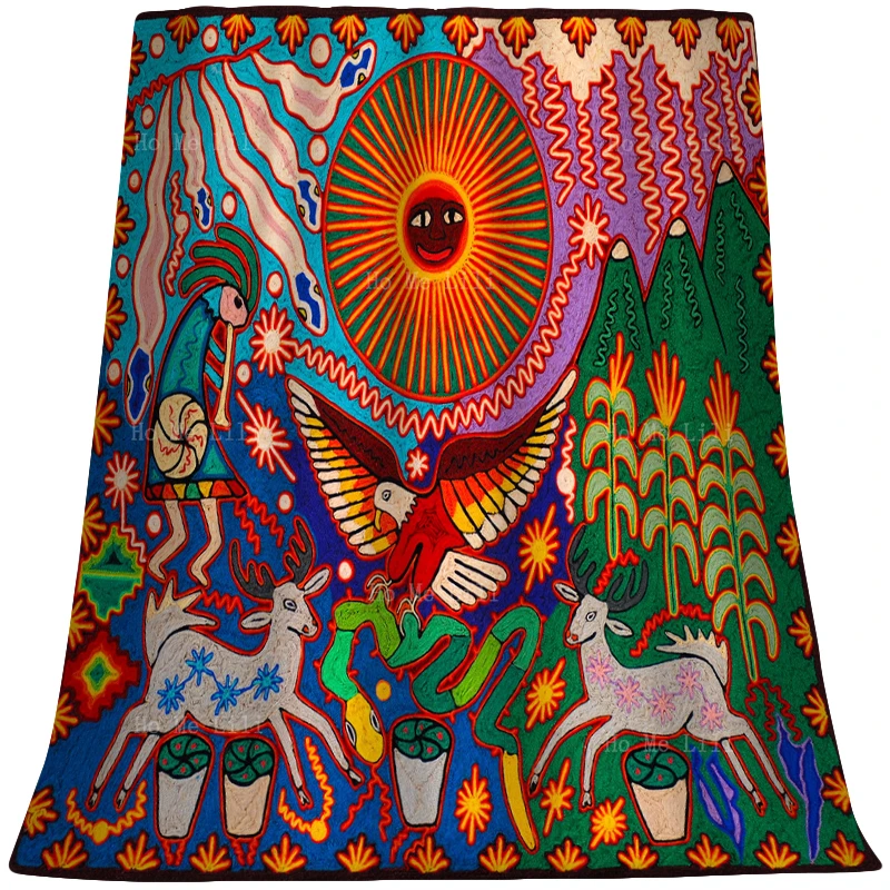 

Vintage Oaxaca Mexican Folk Mandala Coloring Fractal Art Mayan Tribal Lightweight No Pilling Flannel Blanket By Ho Me Lili