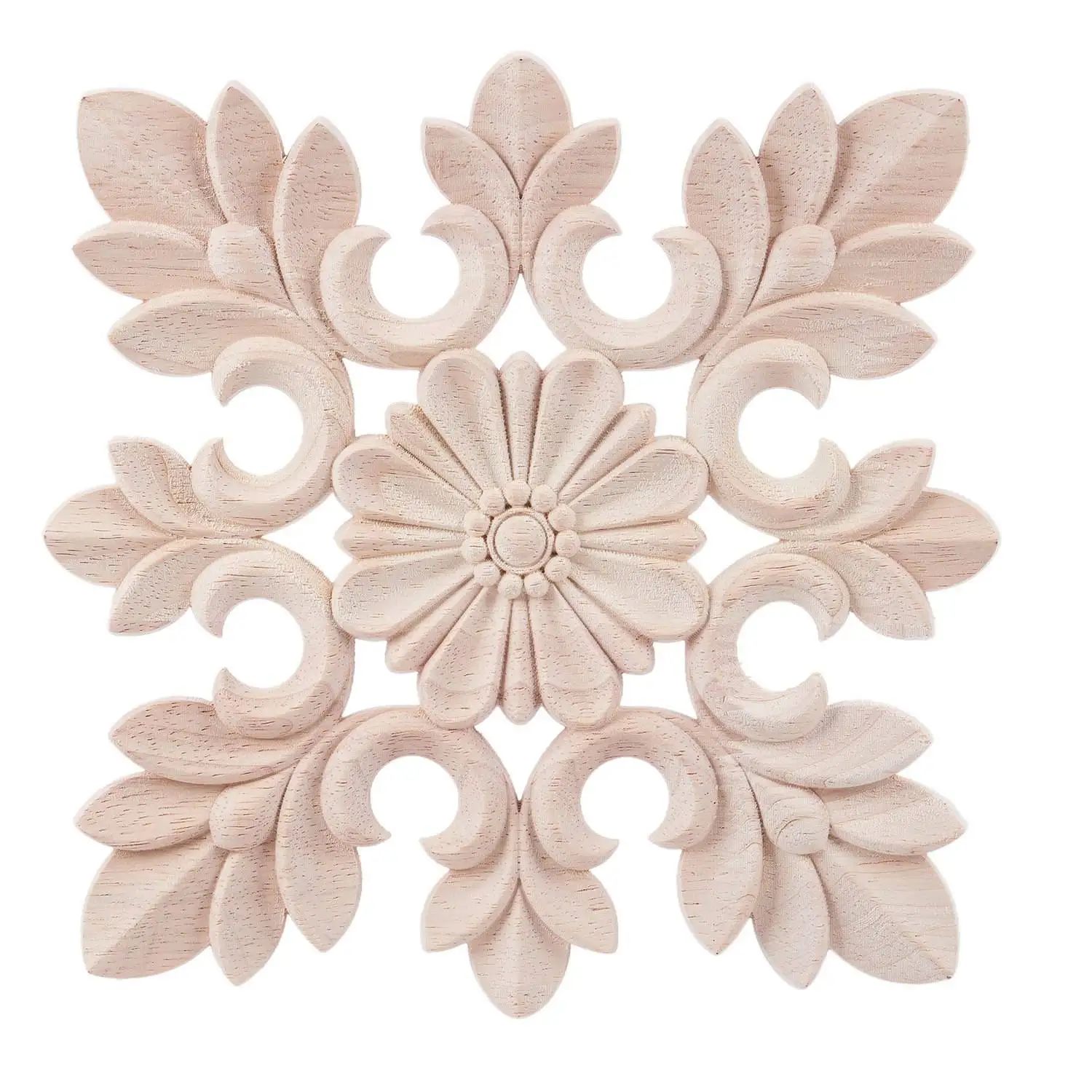 

1X Rubber Wood Carved Floral Decal Craft Onlay Applique Furniture DIY Decor #C:20*20cm