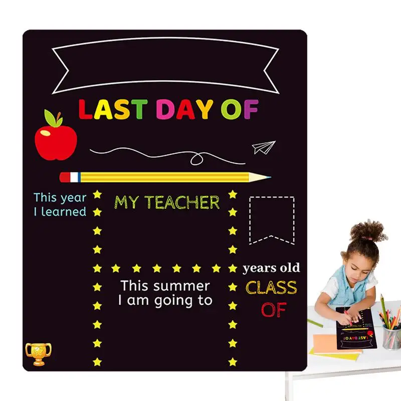 

First Day Of School Sign First And Last Day Of School Chalkboard Sign 10 X 12 Reusable Back To School Board Double-Sided School