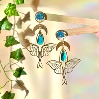 luna moth suncatcher stud earrings blue queen anne%e2%80%99s lace resin boho earrings bohemian