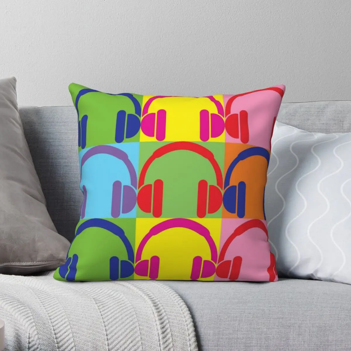 

Pop Art Headphones Square Pillowcase Polyester Linen Velvet Printed Zip Decorative Sofa Seater Cushion Cover Wholesale 45x45