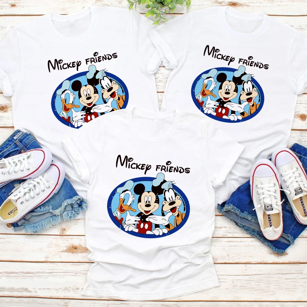 

Disney Family Look Outfits Dropship Short Sleeve High Quality Mickey Mouse Donald Duck Goofy Friend Graphic Parent Child T Shirt