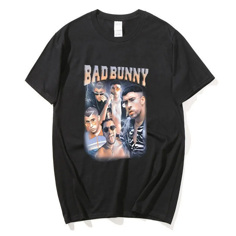 

Rapper Bad Bunny Basis Classic T Shirt For Men Summer O-Neck Cotton Hip Hop Short Sleeve T-Shirts Streetwear Harajuku Unisex