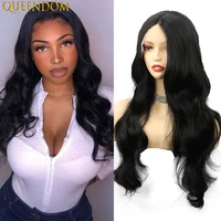 natural black long wavy 13x4 lace front wig 26 inch body wave t part lace wig synthetic ombre wine red lace wigs for black women
