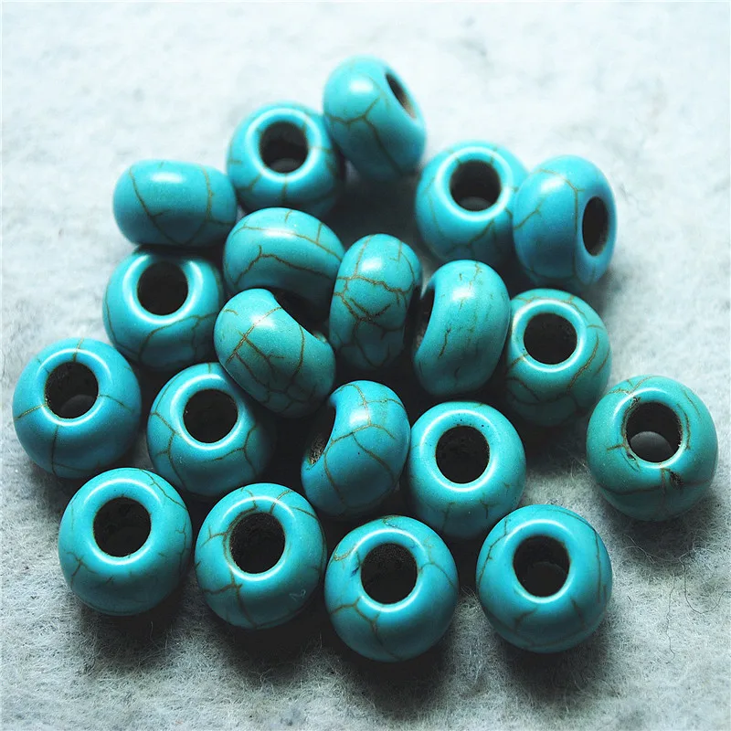 10 шт. женские бусины из бирюзы и агата 7 х14 мм