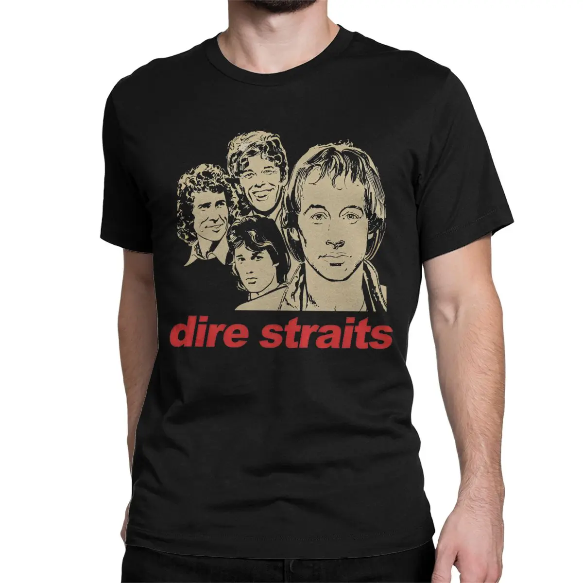 Banda Dire Straits Camiseta футболка мужская винтажная хлопковая с круглым вырезом футболки