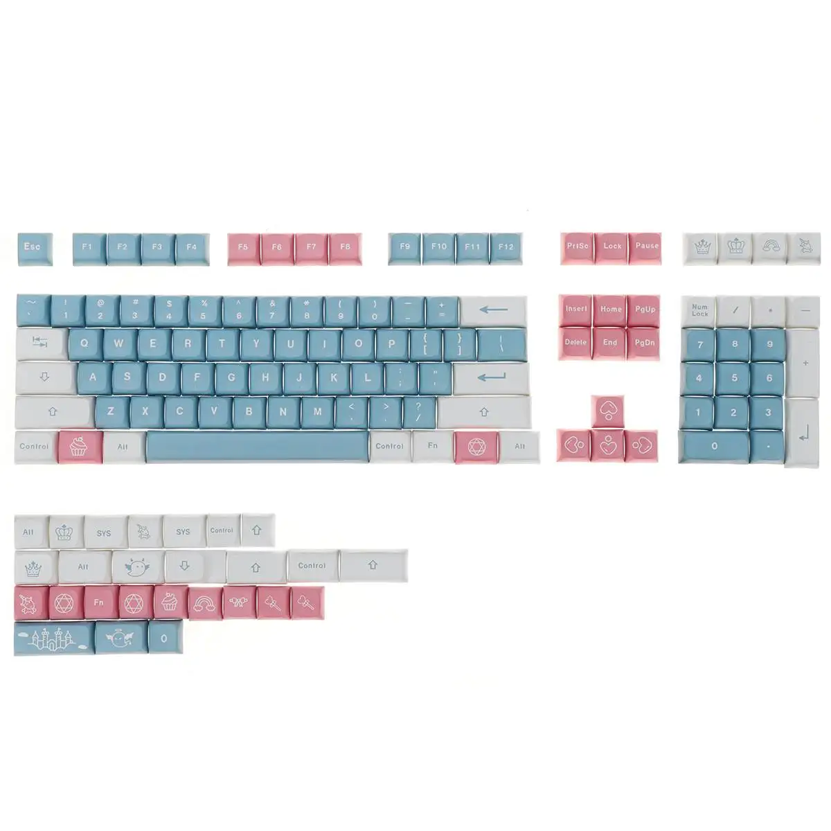 

XDA Profile PBT Keycaps Cute Pink DYE-SUB Custom Keycap 127 Key Caps Set for Cherry MX Mechanical Keyboard Castle in the Sky