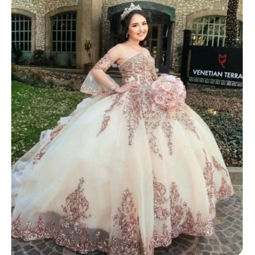 Платье для выпускного вечера Quinceanera 2022 мексиканское бальное кружевное платье XV