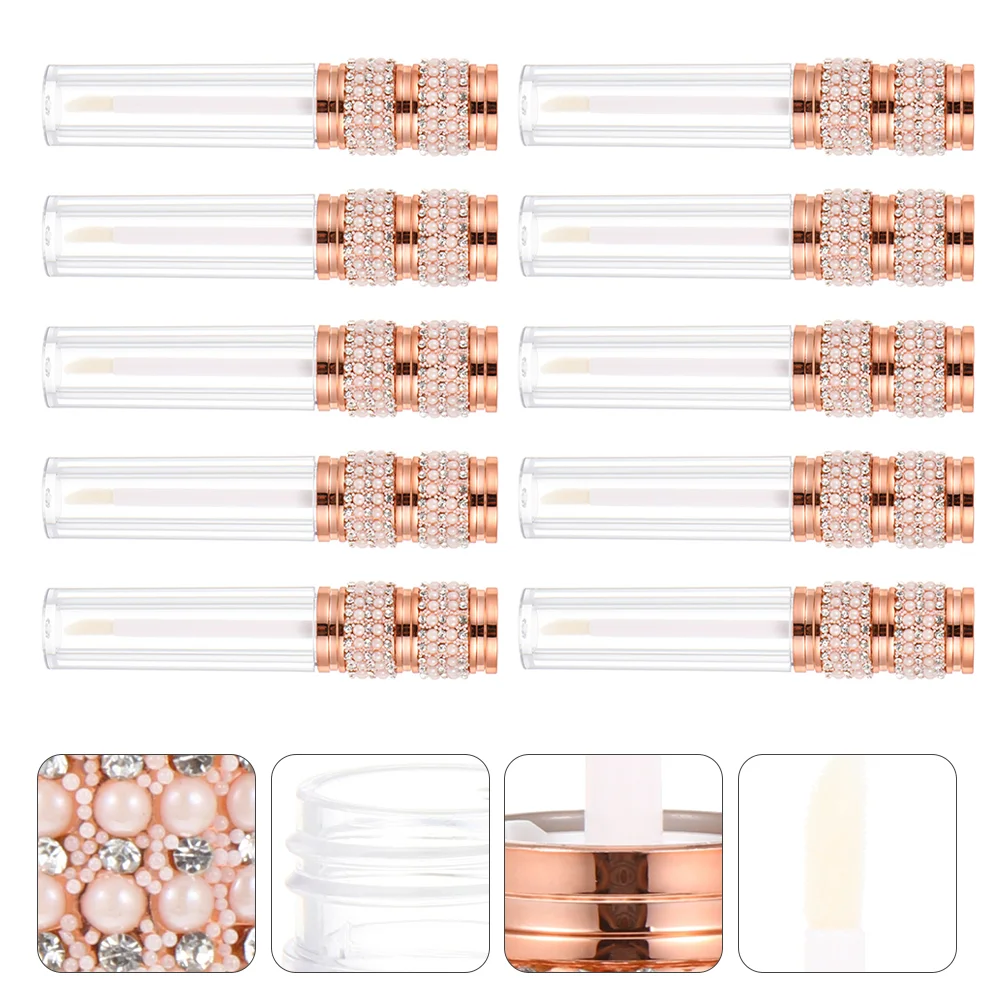 

10pcs Empty Clear Body Refillable Lip Color Container Lip Gloss Bottles Lip Gloss Tube
