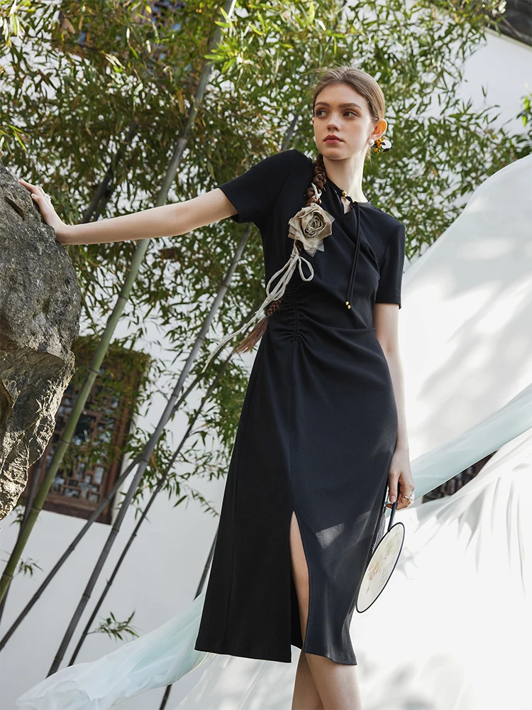 Платье женское трикотажное Облегающее с круглым вырезом и коротким рукавом