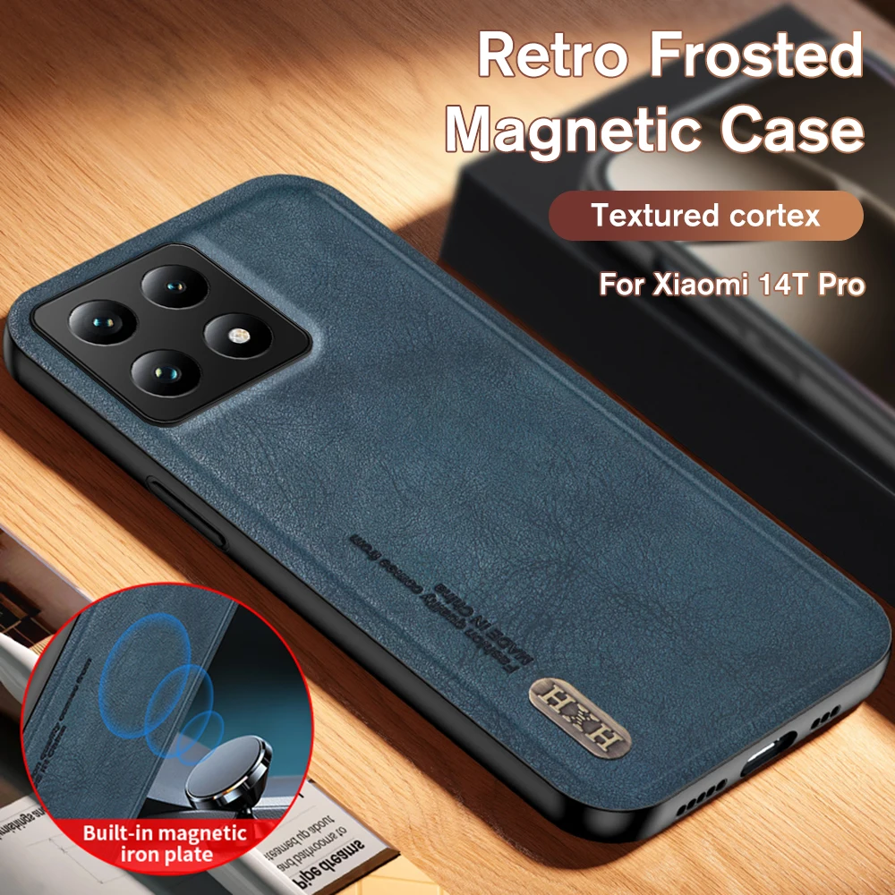 Матовый чехол в стиле ретро для Xiaomi 14T Pro 2024 6 67 дюйма магнитный кожаный Mi 14 T 14Tpro