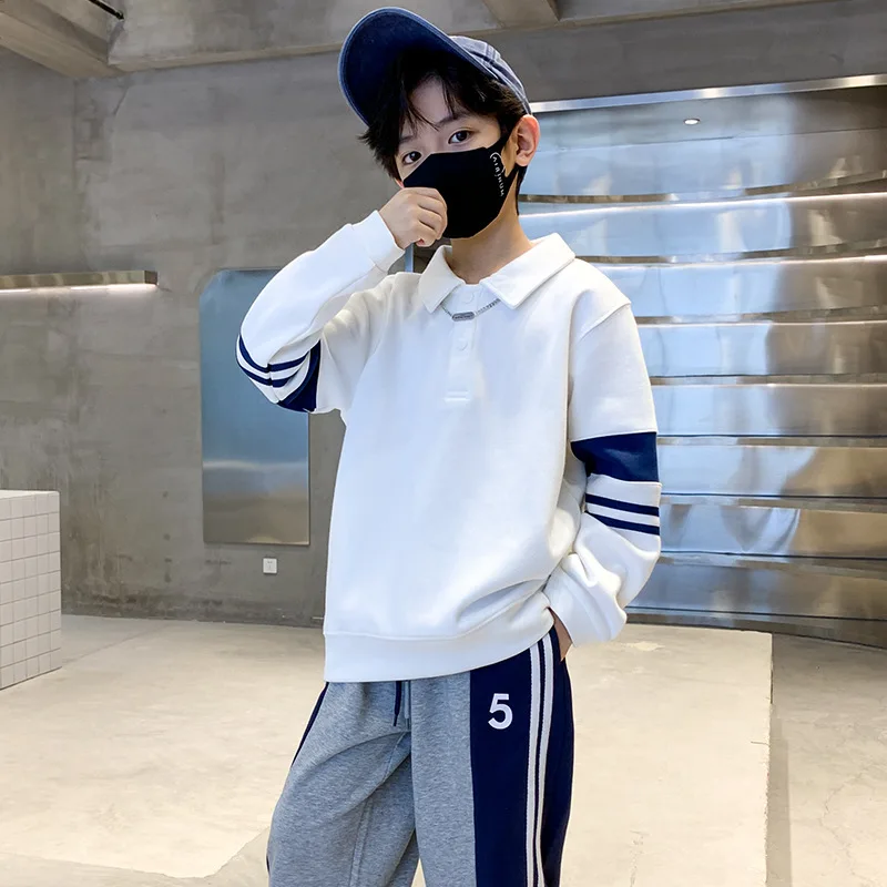 

Boys Autumn Polo Shirt Spring Boys Shirts Long Sleeve Sweat Shirt Teenagers Handsome Tops Child Fashion Comfortable Clothing