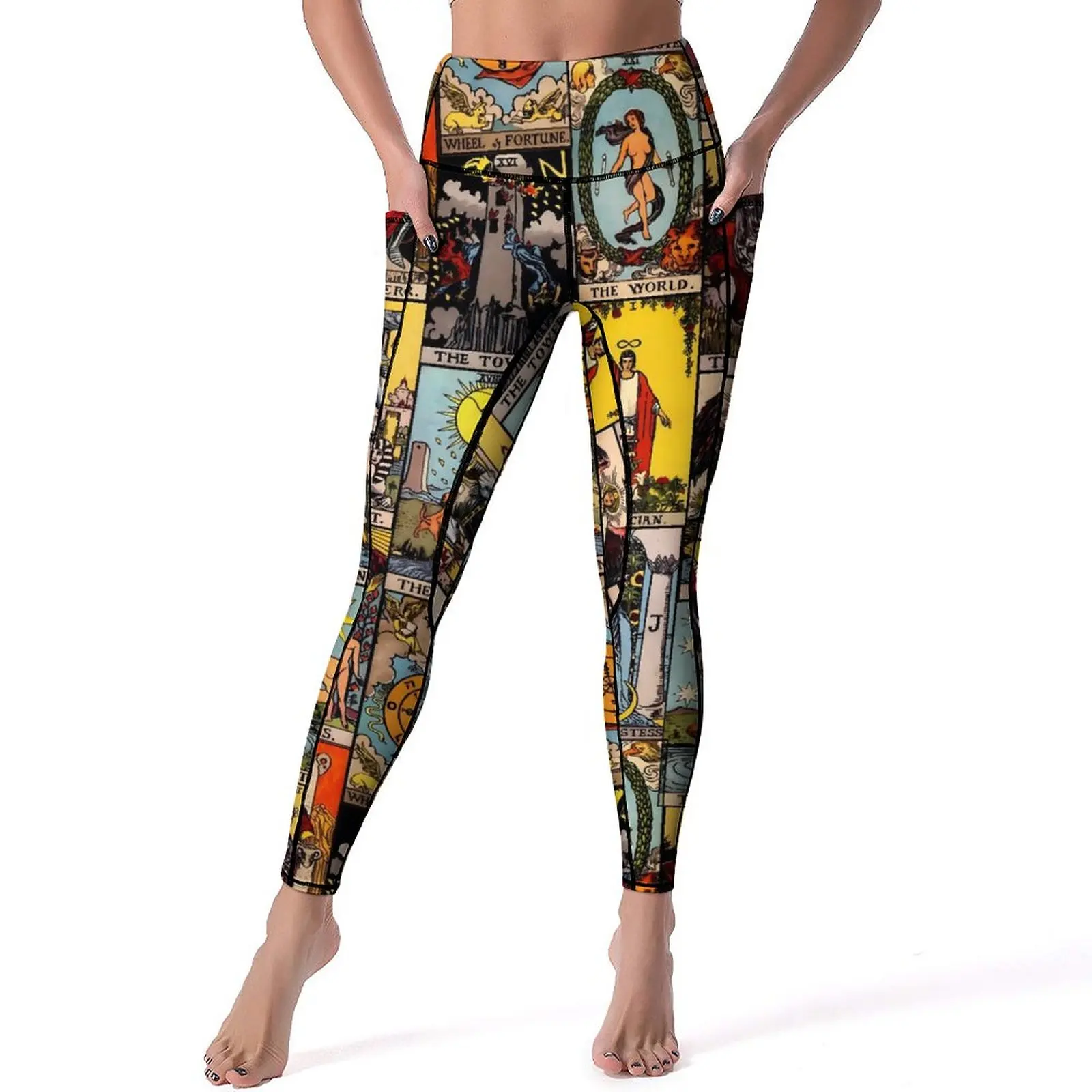 

Tarot Leggings A Major Arcana Print Workout Yoga Pants Women High Waist Vintage Leggins Sexy Stretch Graphic Sport Legging