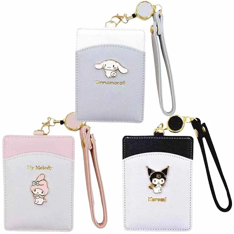 

Sanrios Kuromi Cinnamoroll, мультяшный Портативный Телескопический шнурок My Melody из аниме «Мой Мелоди», карта для идентификации в метро и автобусе, защитный рукав