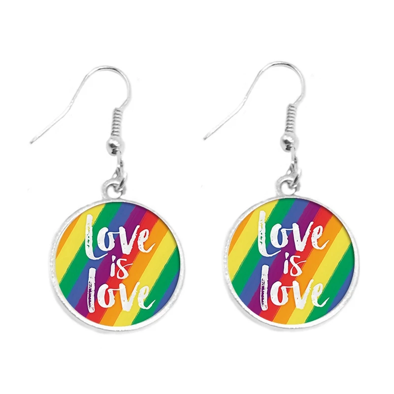 

Gay Pride Rainbow Rainbow Stripes Gay Glass Cabochon Earrings Lesbian Jewelry 2022