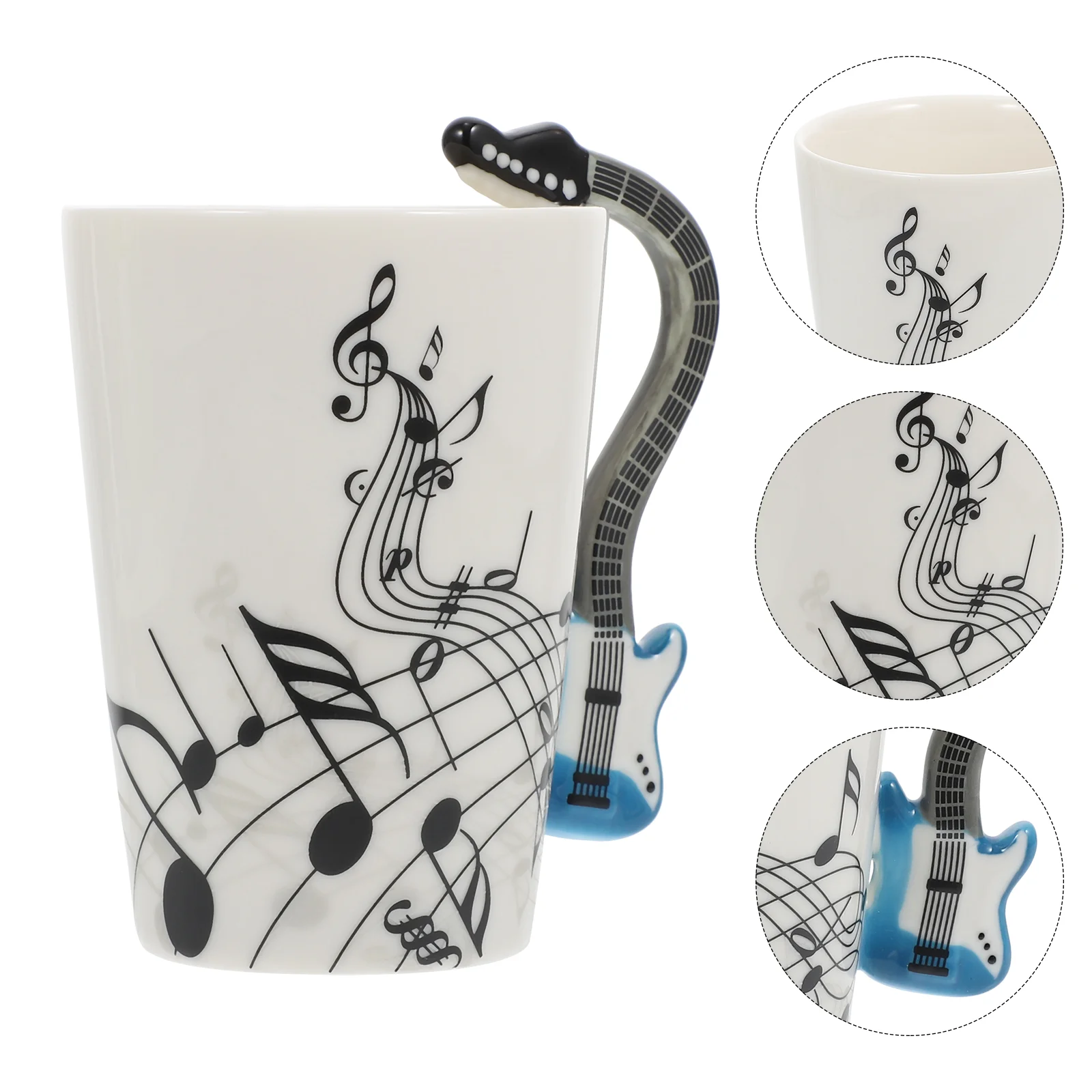 

Mug Cup Coffee Cups Mugs Tea Drinking Guitar Musical Ceramic Novelty Beverage Withporcelainchocolate Hot Latte Notes Souptumbler