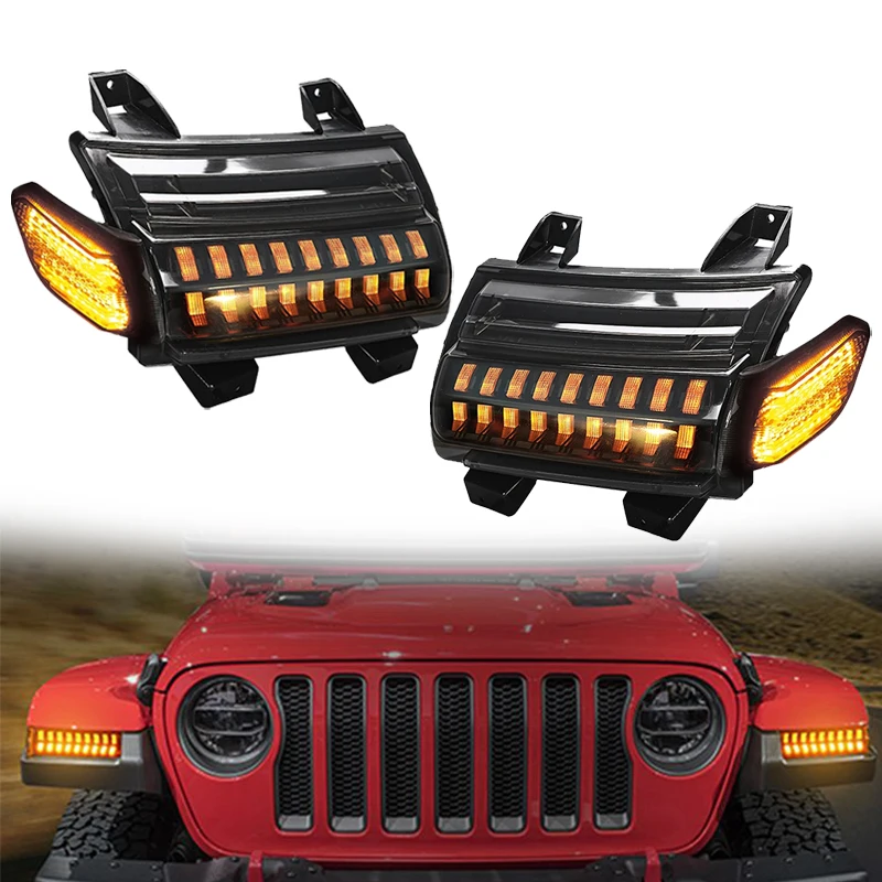 

Anglelite Led Turn Signal With White DRL Parking Light Amber For Jeep Wrangler JL JLU Rubicon Sahara 2018-2020 Only Car Light