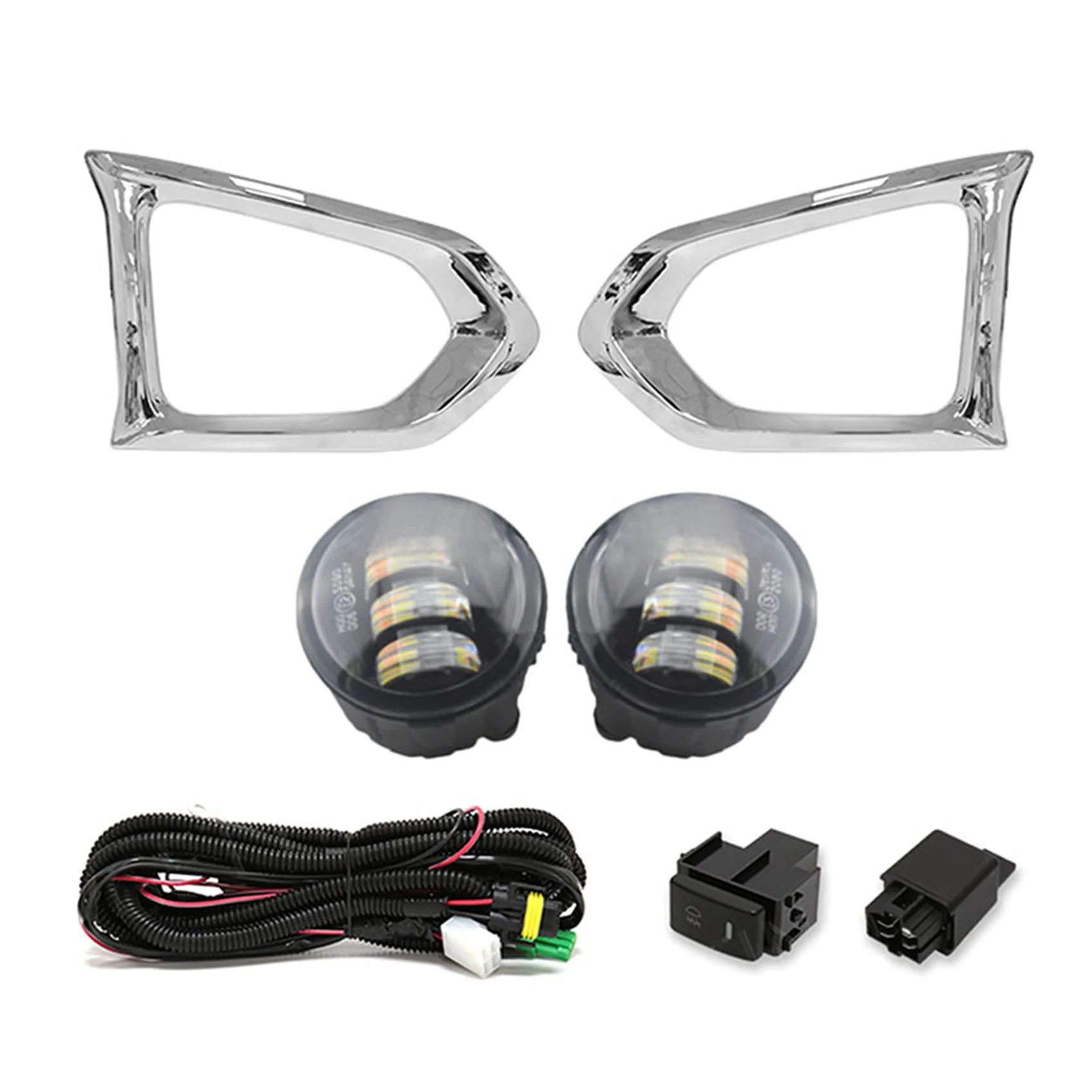 

1Set DRL Led Fog Light +Lamp Cover +Wiring+Switch Kit Bumper Daytime Running Light for Nissan Patrol 2014-2019,White
