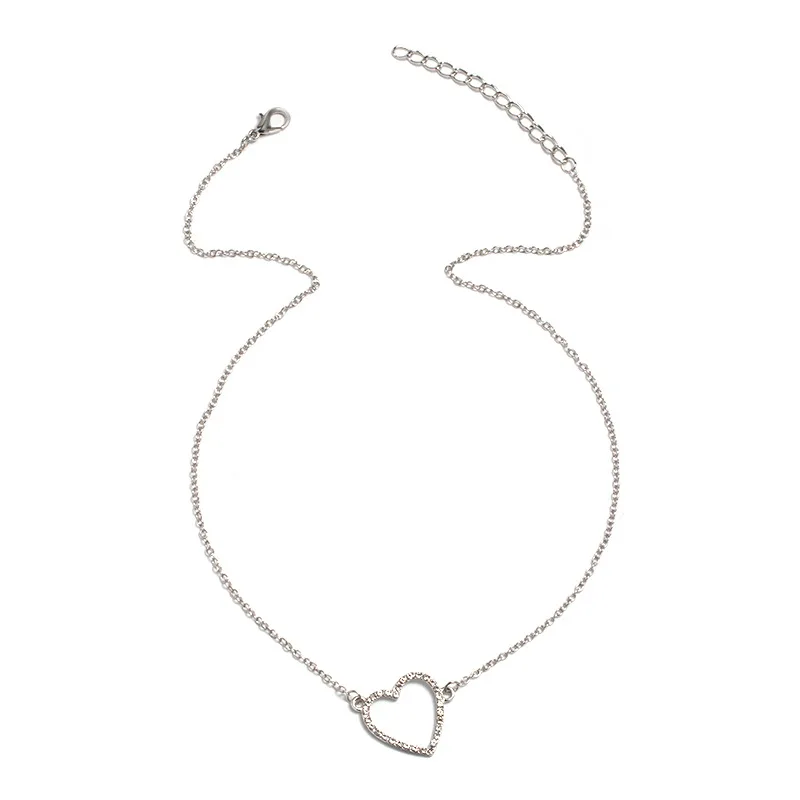 

Fashion Simple Zircon Love Pendant Clavicle Chain Necklace Gold Silver Color Choker Necklace For Women Pendant Jewelry Gift