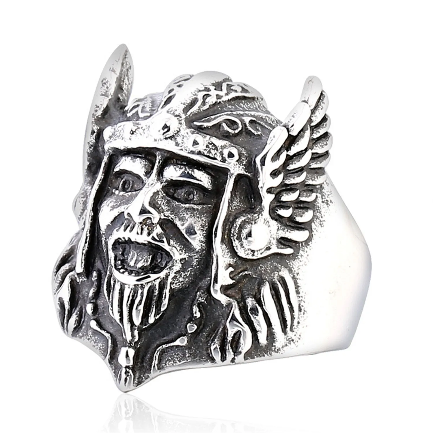 

Mens Stainless Steel Viking Ring Men's Titanium Steel Ring Domineering Viking Jewelry