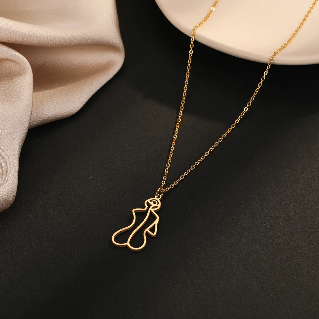 

LUTAKU простое абстрактное женское ожерелье из нержавеющей стали с подвеской тела с обратной стороны для женщин очаровательное изящное ювели...