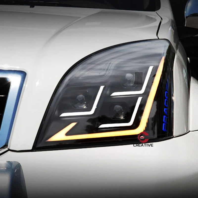 ВСЕ светодиодная передняя фара для Prado FJ120 2003 2004 2005 2006 2007 2008 2009