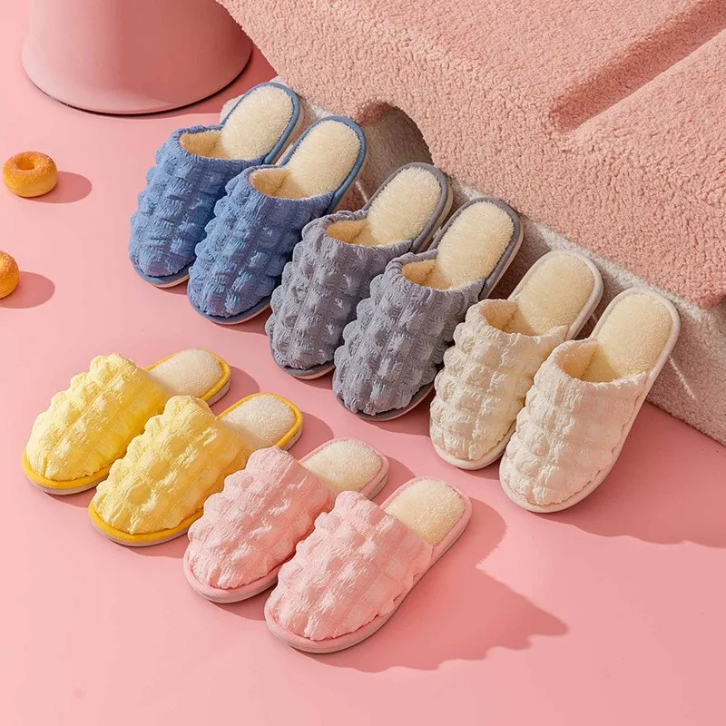 

Зимние хлопковые тапочки для мужчин и женщин, домашние тапочки, дышащие плюшевые теплые домашние тапочки, спальные тапочки, парные пушистые...