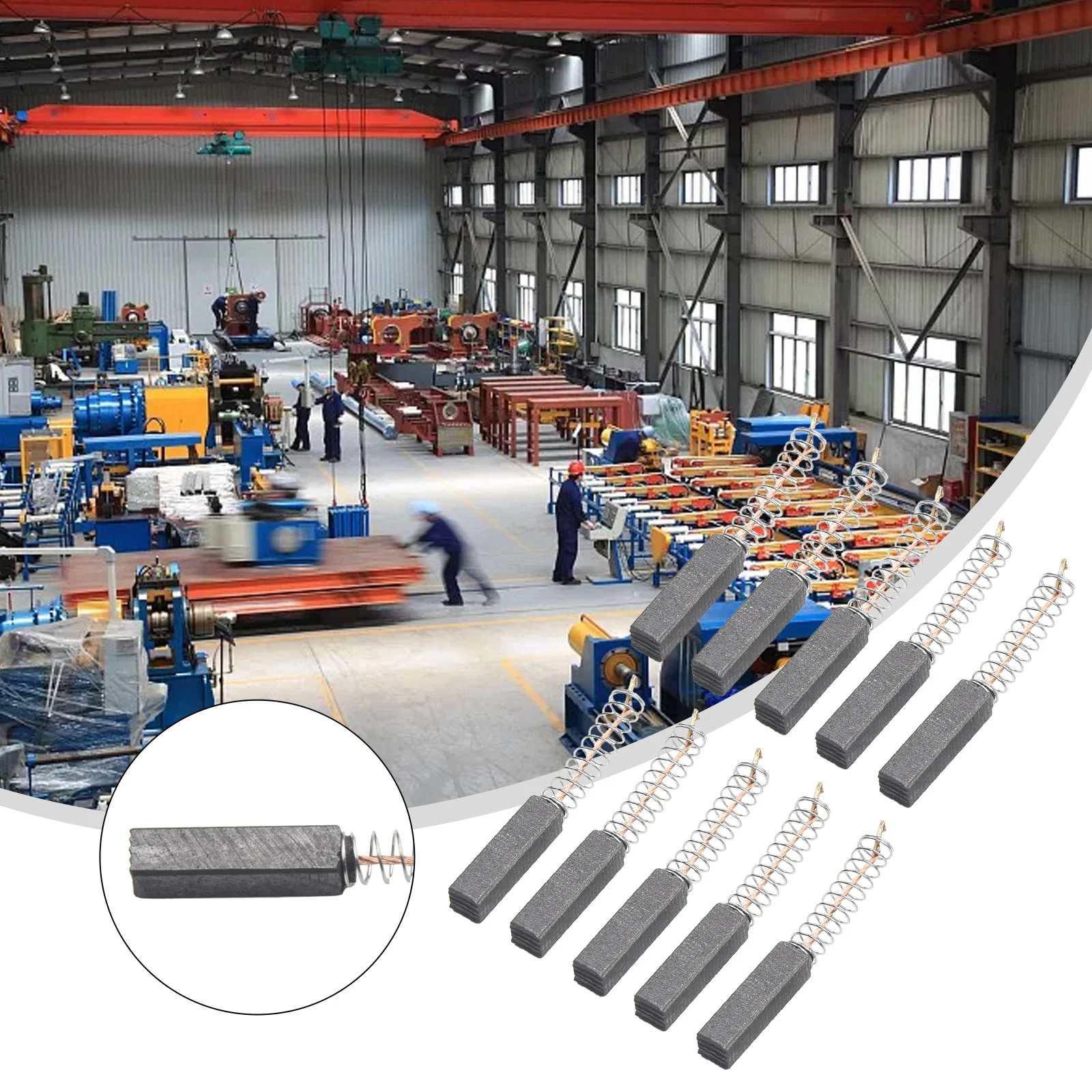 10 шт., угольная щетка для двигателя, пил, дрелей, воздуходувок, угловых шлифовальных машин, электродвигателей, электроинструментов 20x5x5 мм, сменные угольные щетки