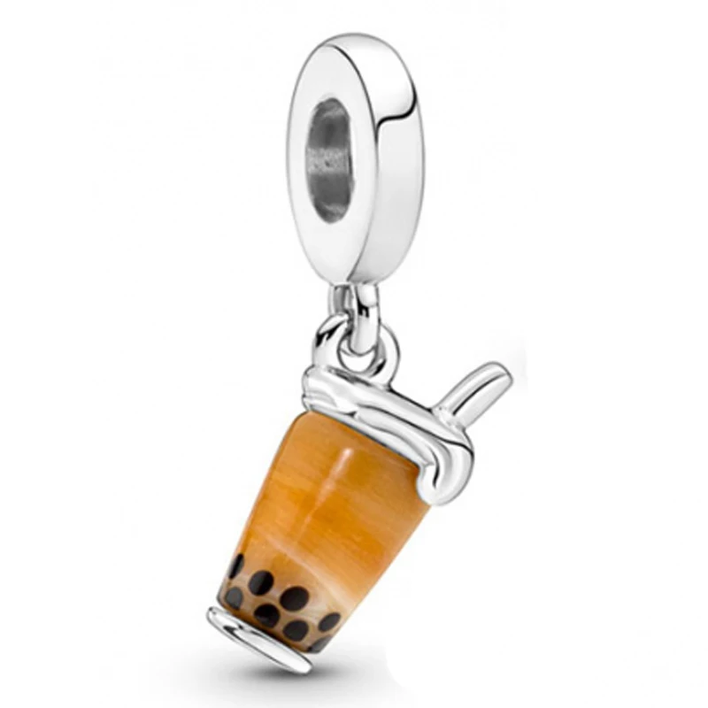 

Authentic 925 Sterling Silver Moments Murano Glass Bubble Tea Dangle Charm Bead Fit Pandora Bracelet & Necklace Jewelry