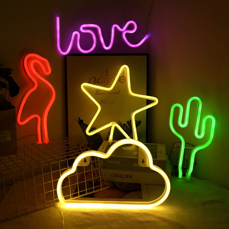 

Светодиодный неоновый светильник в форме сердца, ночник с вывеской (батарейный отсек + USB), ночной светсветильник льник с двойным питанием дл...