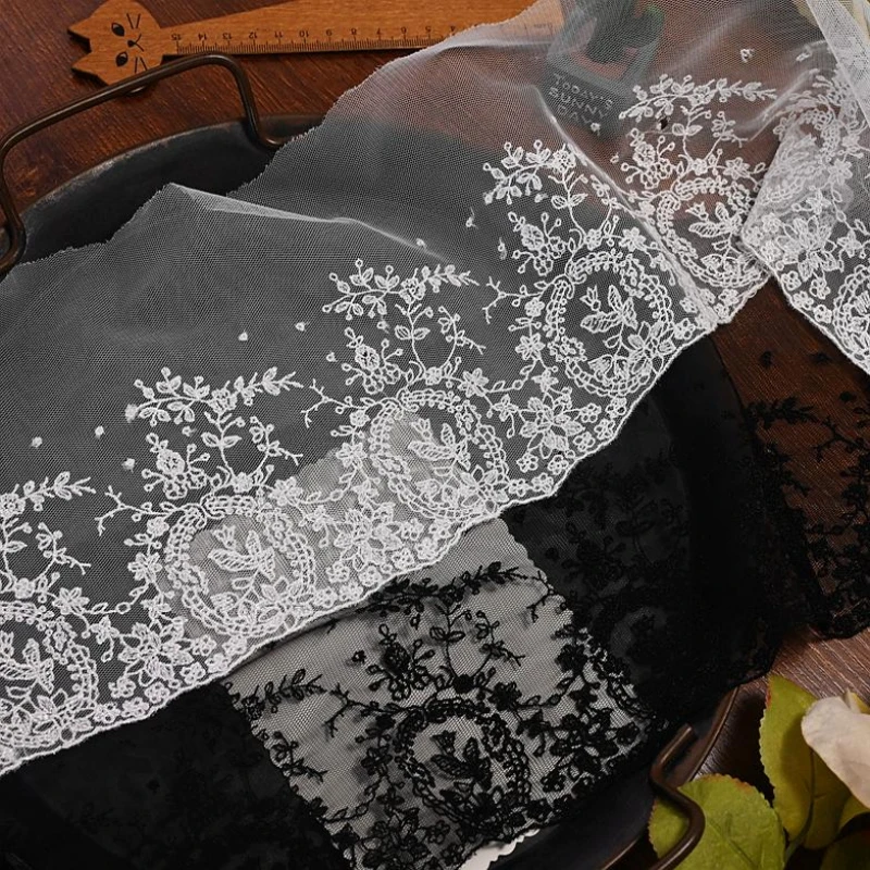 Вышитая гипюровая кружевная отделка белая и черная швейная лента теплое вязание
