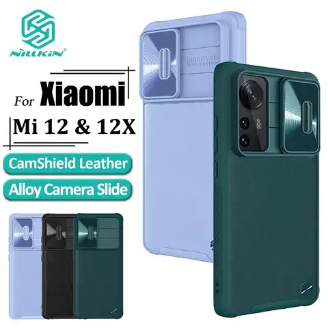 Чехол Nillkin CamShield для Xiaomi 12 / 12X/12S, однотонный кожаный ударопрочный чехол-слайдер с камерой из сплава