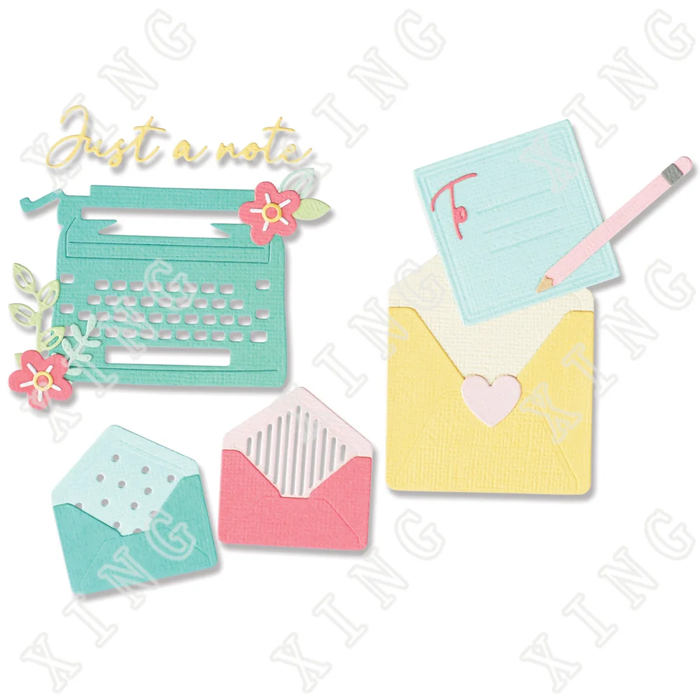 

You've Got Mail Pens Leaves Hearts Craft Metal Cutting Dies Diy Paper Diary Greeting Card Scrapbooking Decoration Embossing Mold