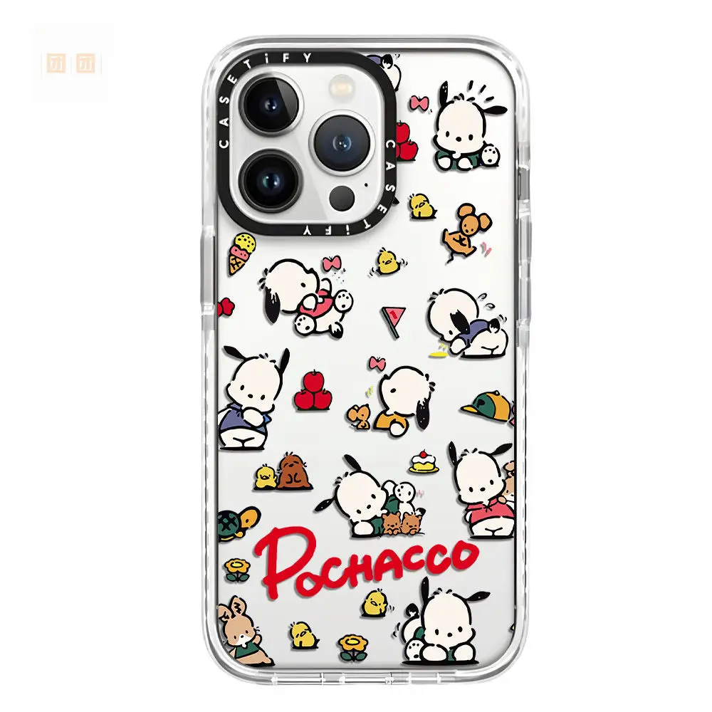 Sanrio Pochacco All Inclusive Phone Case For iPhone 15 14 13 12 11 Pro Max X XR XS 7 8 Plus Shockproof Transparent Soft Cover