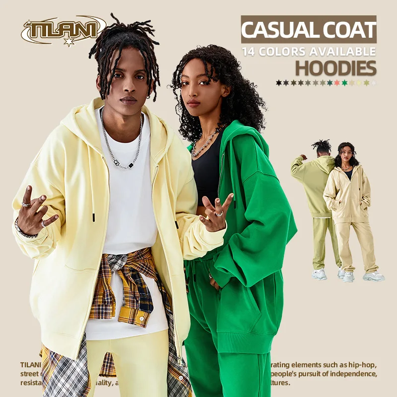 

Однотонный кардиган на молнии, толстовки, пуловеры Kanye, Мужская толстовка, базовые толстовки, уличная одежда, пальто унисекс, топы