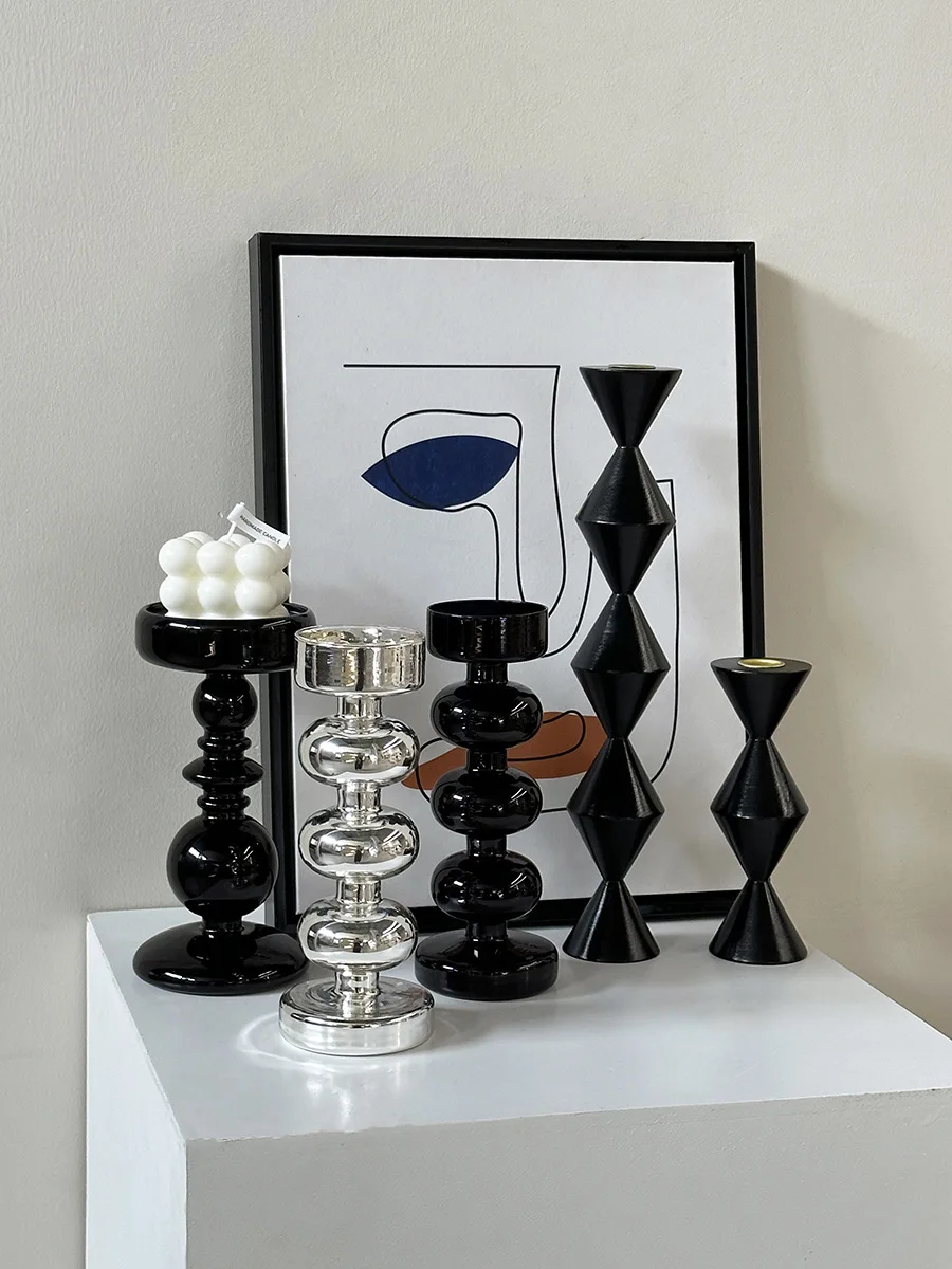 Винтажные скандинавские подсвечники для ароматерапии из Букового дерева/стекла