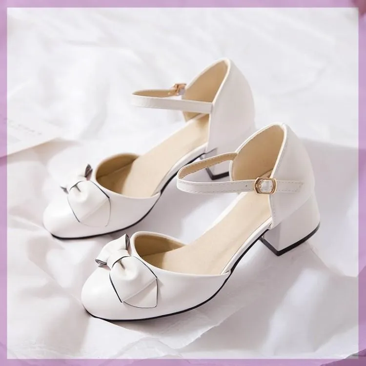 

Женские босоножки больших размеров, бежевые Босоножки на каблуке с бантом и пряжкой, прозрачные удобные сандалии-гладиаторы на среднем каб...