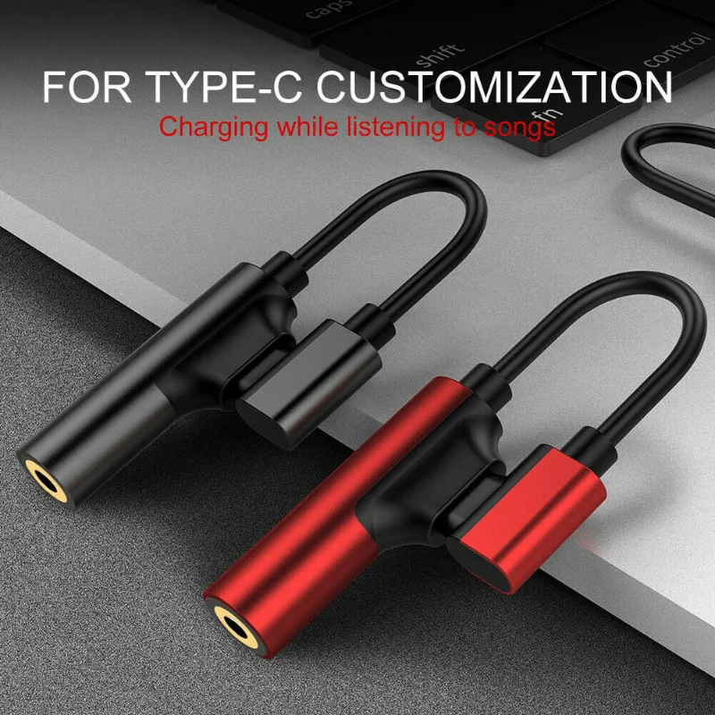 2 In 1 Type C 3.5mm AUX Adapter USB C To 3.5 Plug Headphone 